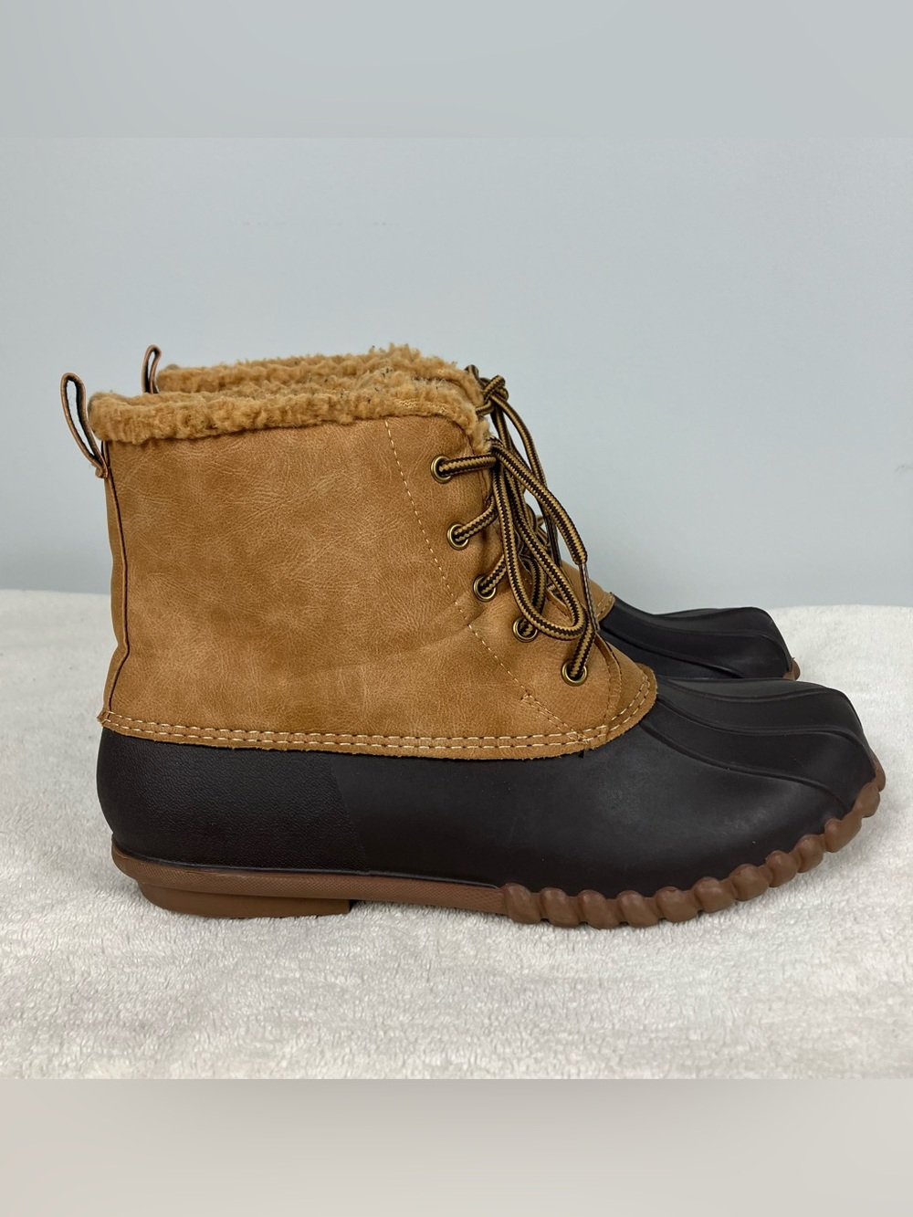 Henry Ferrera Mission-72-00 Duck Boots Womens 9 Brown Waterproof Rain Lace Up